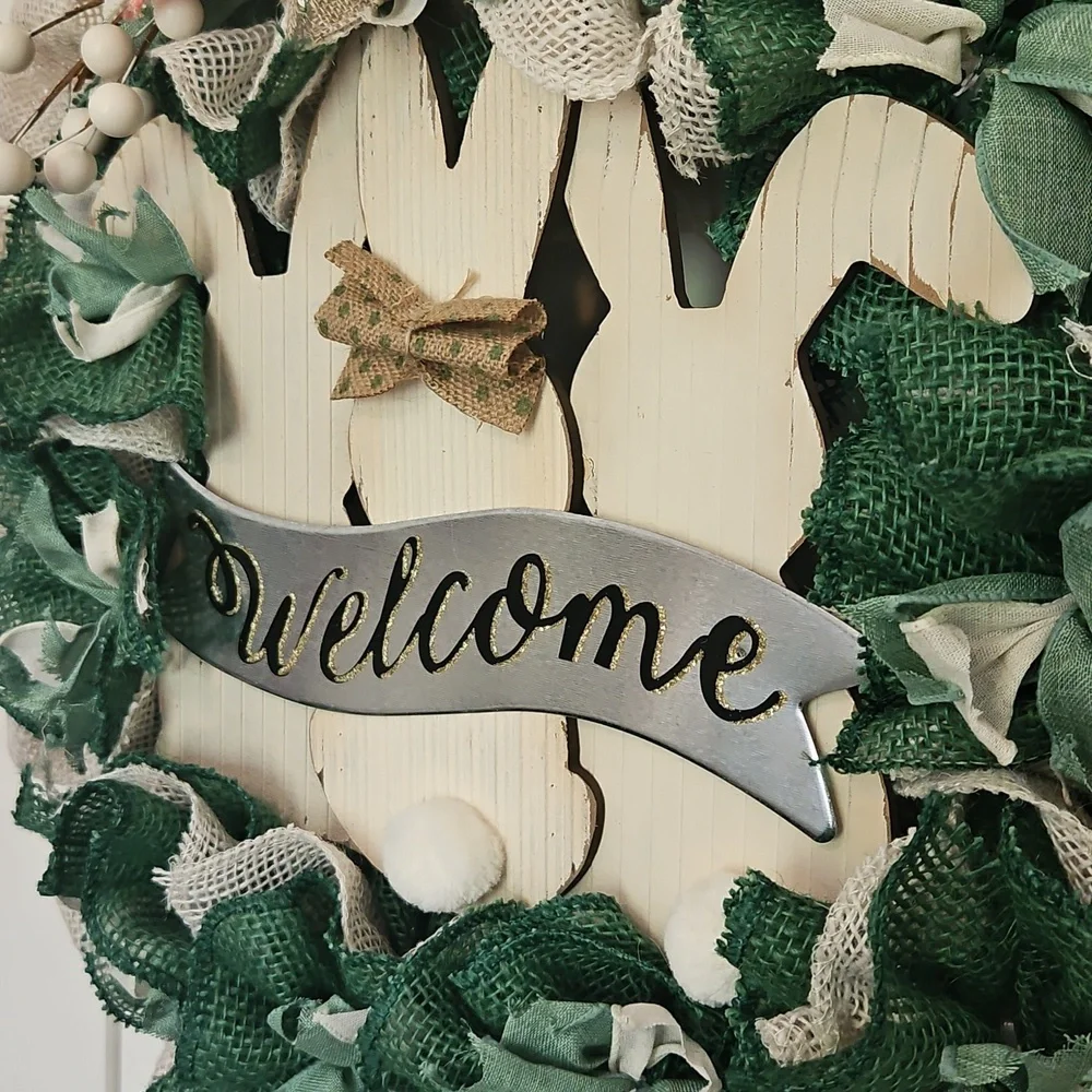 Handmade New Festive Green and Cream Easter Holiday Wreath